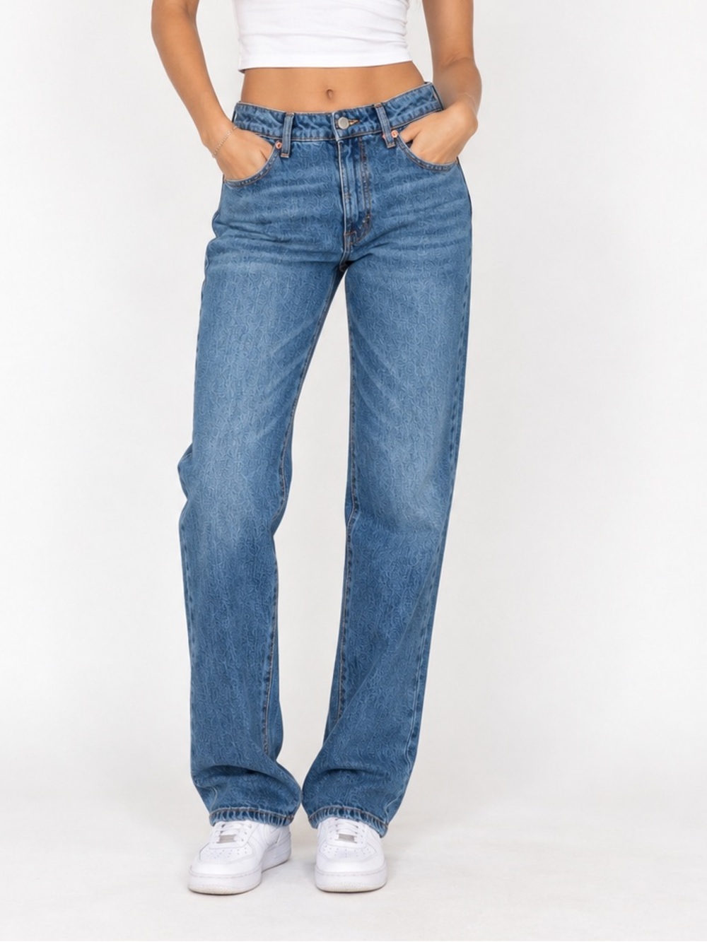 Fashion Nova Everyday Icon Straight Leg Jeans Size 1 Blue Low Rise NWT